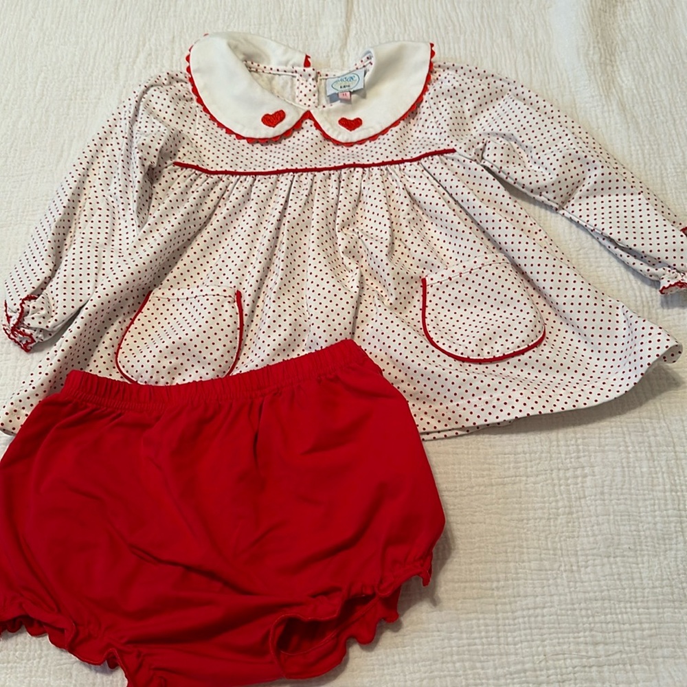 NWOT Sugar Dumplin Kids heart embroidered collar set size 3T